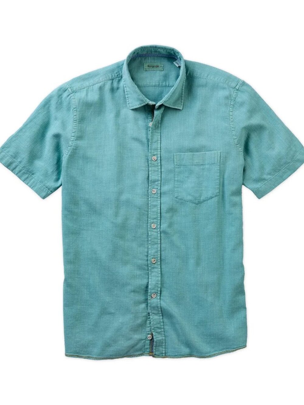 Borgo28 Aqua Green Garment Dyed Shortsleeve Button Up Shirt/6325